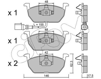 SKODA Колодки гальмівні передні (з датч.) KAMIQ, OCTAVIA III 19-, AUDI A1 Sportback 18- CIFAM 822-1028-0