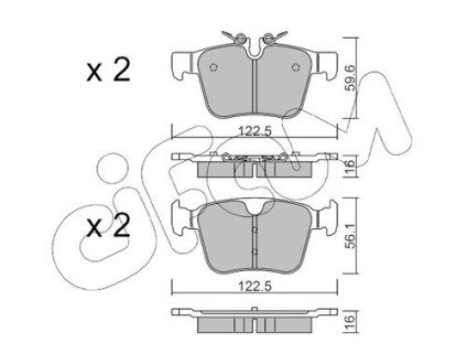 LANDROVER К-т задніх гальм. колодок Discovery Sport 2,0-2,2 14-, Range Rover Evoque 2,0-2,2 11- CIFAM 822-1122-0