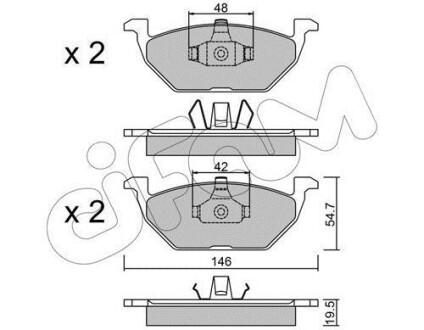 VW Колодки торм.передн.Golf-IV 1.6/1.9TD,Audi A3 CIFAM 822-211-1