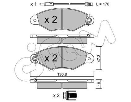 Гальмівні колодки пер. Kangoo 97-08 (Bosch) (з датчиком) CIFAM 822-253-1