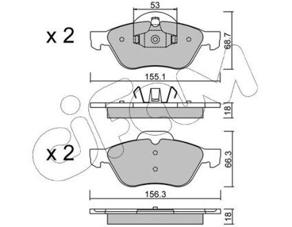 RENAULT колодки гальмівні передні Laguna II,III,Megane II,Scenic II 1.5dCi/2.0 16V 01- CIFAM 822-335-0 (фото 1)