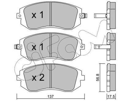 Гальмівні колодки пер. Subaru Impreza 02-/Forester 02- (akebono) CIFAM 822-500-0