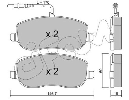 Тормозные колодки дисковые FIAT Scudo 1.9D 2.0JTD 02- CIFAM 822-530-0 (фото 1)