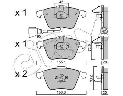 AUDI гальмівні колодки перед. A3/TT VW Golf V, Passat 05- SEAT Leon (з датчик.) CIFAM 822-549-2