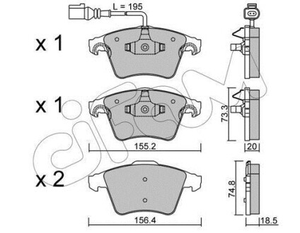 Тормозные колодки пер. VW T5 (с датч.) CIFAM 822-552-0