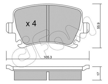 VW гальмівні колодки задн. Audi A3 03-Golf V, Caddy III, TouranSkoda Octavia CIFAM 822-553-0