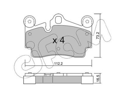 Гальмівні колодки зад. Audi Q7/Touareg/Cayenne (Brembo) (112,2x73,2x16,2) CIFAM 822-655-0