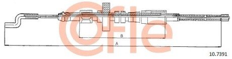 Трос ручного гальма зад. T4 -96 Л=Пр. (барабан) (844/506) COFLE 10.7391