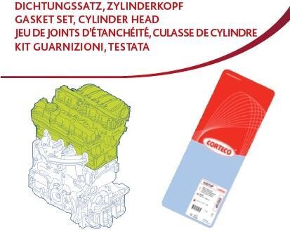 RENAULT комплект (повний) прокладок верхній з прокладкою гбц Kangoo,Logan,Duster,Megane,Laguna 1.4/1.6 CORTECO 418722P