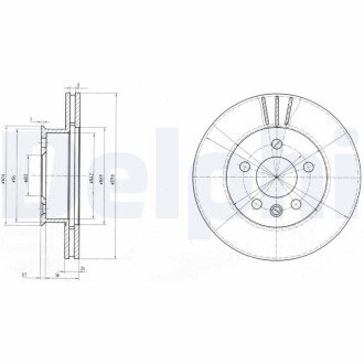 VW диск гальмівний перед. (вентил.) VW T4 Delphi BG2717