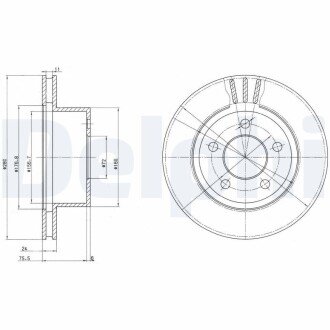 JEEP диск гальмівний передній Cherokee,Grand Cherokee,Wrangler 84-07 Delphi BG3533