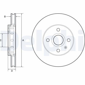 VW диск гальмівний передн.Up,Load,Skoda Citigo,Seat 11- Delphi BG4647C