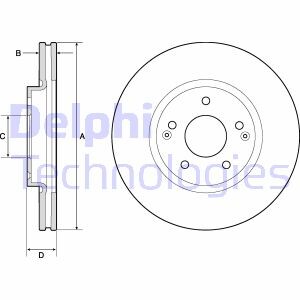 DB гальмівний диск передній SANGYONG ACTYON II 10/12-,KORANDO 11/10- Delphi BG4809C