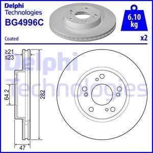 HONDA гальмівний диск передн.Civic VIII 05-,Stream 01 - (282*23) Delphi BG4996C