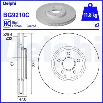 DB гальмівний диск передній W211 Delphi BG9210C