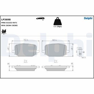 Гальмівні колодки дискові FORD Explorer "R "20>> Delphi LP3698