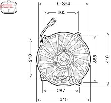 Вентилятор радіатора CITROEN/PEUGEOT C4/307 "1,4-2,0 "00-13 DENSO DER07012