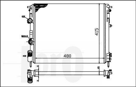 Радіатор охолодження двигуна Kangoo/Logan 1.4-2.0 16V/1.9D 97- DEPO 042-017-0006