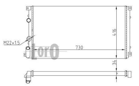 Радіатор води Master/Movano II 1.9/2.2/ dCi 97> (730x415x23) термовикл. DEPO 042-017-0025