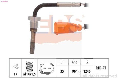 VW датчик температури ВГ T5 2,5TDI EPS 1.220.061