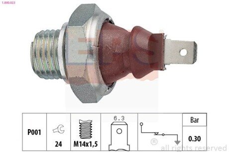 OPEL датчик тиск.мастила 0,3bar Ascona C,Kadett E,Omega A 3.0 EPS 1.800.023