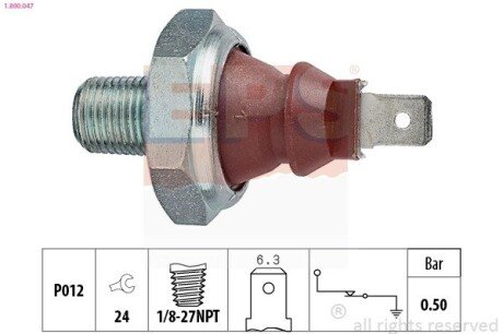 VOLVO Датчик давления масла 240/760 2.0/2.3 74-84 EPS 1.800.047