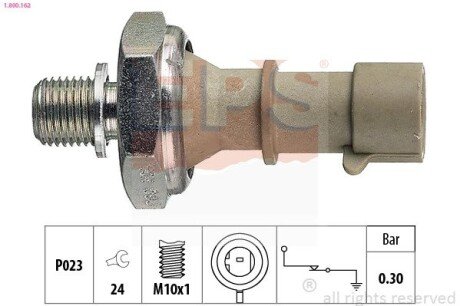 OPEL датчик тиску мастила Astra G/H 1,6 04-, (сірий) (0,3bar) EPS 1.800.162