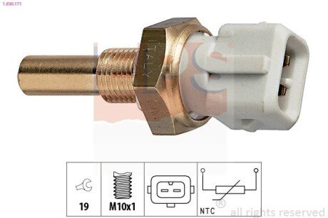 VW датчик температури охолод. рідини (на інжектор) AUDI SEAT VW EPS 1.830.171 (фото 1)