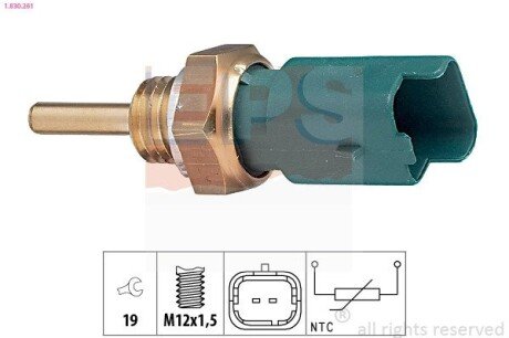 FIAT датчик температури води Doblo 1.3/1.9 01-,Opel Astra H 1.3/1.9CDTI, Corsa, Meriva. EPS 1.830.261 (фото 1)