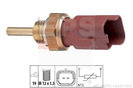 FIAT датчик температури води Doblo 1.3/1.9 01-,Opel Astra H 1.3/1.9CDTI, Corsa, Meriva. EPS 1.830.326