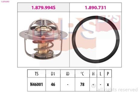 LEXUS Термостат без корпусу GS (_L1_) 200t (ARL10_) 15-, RX (_L2_) 300 (AGL20_) 17- EPS 1.879.993