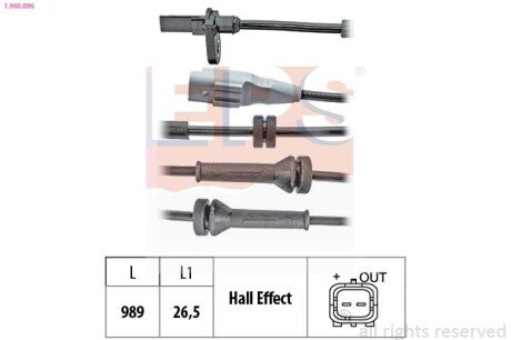 CITROEN датчик ABS задн.. Citroen Berlingo (B9) 08-, C4 Picasso, PEUGEOT Partner EPS 1.960.096