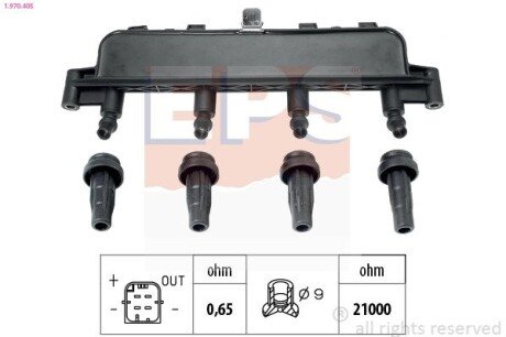 CITROEN котушка запалювання 1,1-1,6i: Berlingo, C2/3, Xsara PEUGEOT 1,1-1,6i EPS 1.970.405