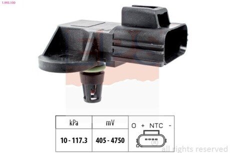 Датчик тиску і температури VOLVO S40/V50, FORD C-Max, S-Max, Focus 1,8/2,0 04-, Mondeo 1,8/2,0 00-. EPS 1.993.100