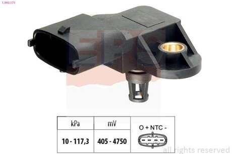 MITSUBISHI датчик тиску впуск.колектора ASX,Colt VI,Lancer VIII 08-,Honda Jazz,Fiat,Citroen,Ford Fiesta,Kuga II,Mondeo V EPS 1.993.171