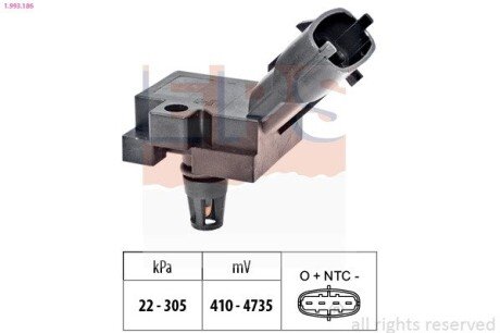 FORD датчик тиску наддуву Galaxy,Focus II,III,Kuga,Mondeo IV,Jaguar,Range Rover,Freelander,Volvo EPS 1.993.186