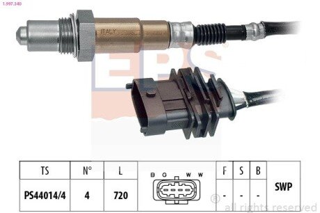 OPEL Лямбда-зонд (4 конт.) OPEL 1,4/1,6: Astra G, Vectra B, Zafira 99- EPS 1.997.340