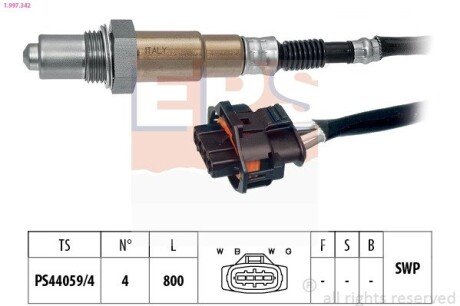 OPEL лямбда-зонд 1,8-2,2 Astra G/H,Vectra B/C,Omega B,Corsa C,Zafira EPS 1.997.342