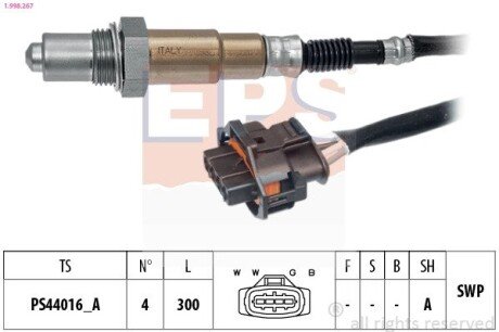 Лямбда-зонд OPEL Astra 1.4 09-, Insignia 1.8 EPS 1.998.267