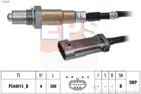 Лямбда-зонд (4 конт.) RENAULT 1,4-2,0: Clio II, Kangoo, Laguna, Megane EPS 1.998.280