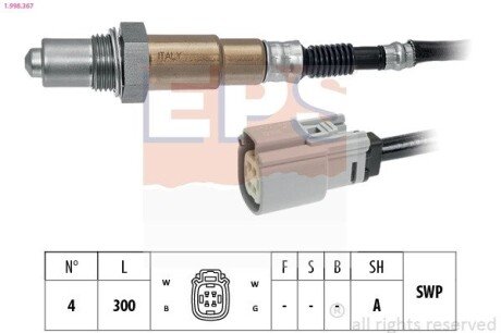 FORD Лямбда-зонд FIESTA 1.0 12-, RANGER 2.5 11- EPS 1.998.367