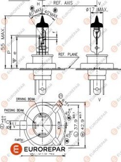 Автолампочка H4 12V 60/55W EUROREPAR 1616431180