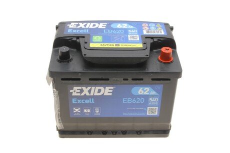 АКБ 6СТ-62 R+ (пт540) (необслуг) EXCELL EXIDE EB620