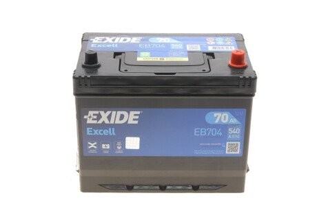 Акумуляторна батарея 70Ah/540A (270x173x222/+R/B9) Excell Азія EXIDE EB704