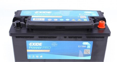 Акумуляторна батарея 100Ah/850A (353x175x190/+R/B13) POWERPRO (AGRI & CONSTRUCTION) EXIDE EJ1000