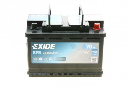 Акумуляторна батарея 70Ah/760A (278x175x190/+R/B13) (Start-Stop EFB) EXIDE EL700 (фото 1)