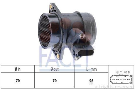 Витратомір повітря (5 конт.) VW T4/ LT II 1.9D/2.5D 95-06 (L=96) (10.1284) FACET 101284