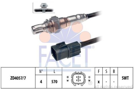 Датчик кисню (лямбда-зонд) Hyundai SantaFe (01-), Sonata (98-)/KIA Sorento (02-) 2.0i, 2.4i (10.7510) FACET 107510