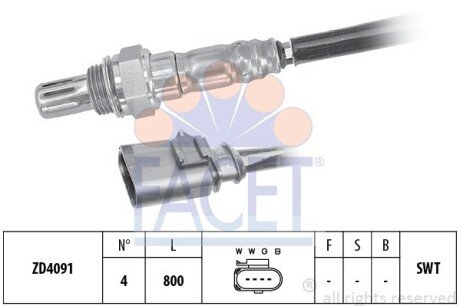 Датчик кисню (лямбда-зонд) VW Golf/Passat/Tiguan 1.2-2.0 TSI/TDI 12-> (10.8199) FACET 108199 (фото 1)