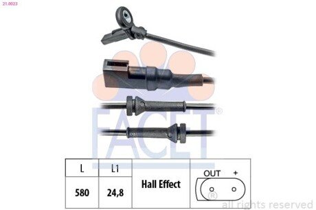 Датчик ABS Ford FOCUS 1.4-2.0 98-04 передній Л/Пр FACET 210023